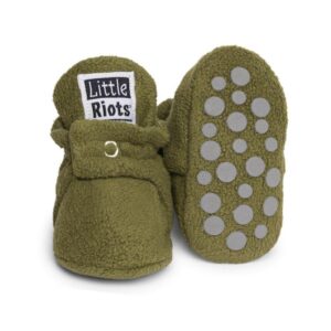 Little Riots slofjes olijfgroen Fleece Maat